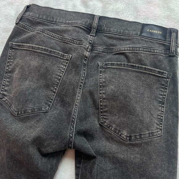Express Charcoal Wash Skinny Mid Rise Distressed Jeans Stretchy Pockets Sz 10 - Picture 8 of 8